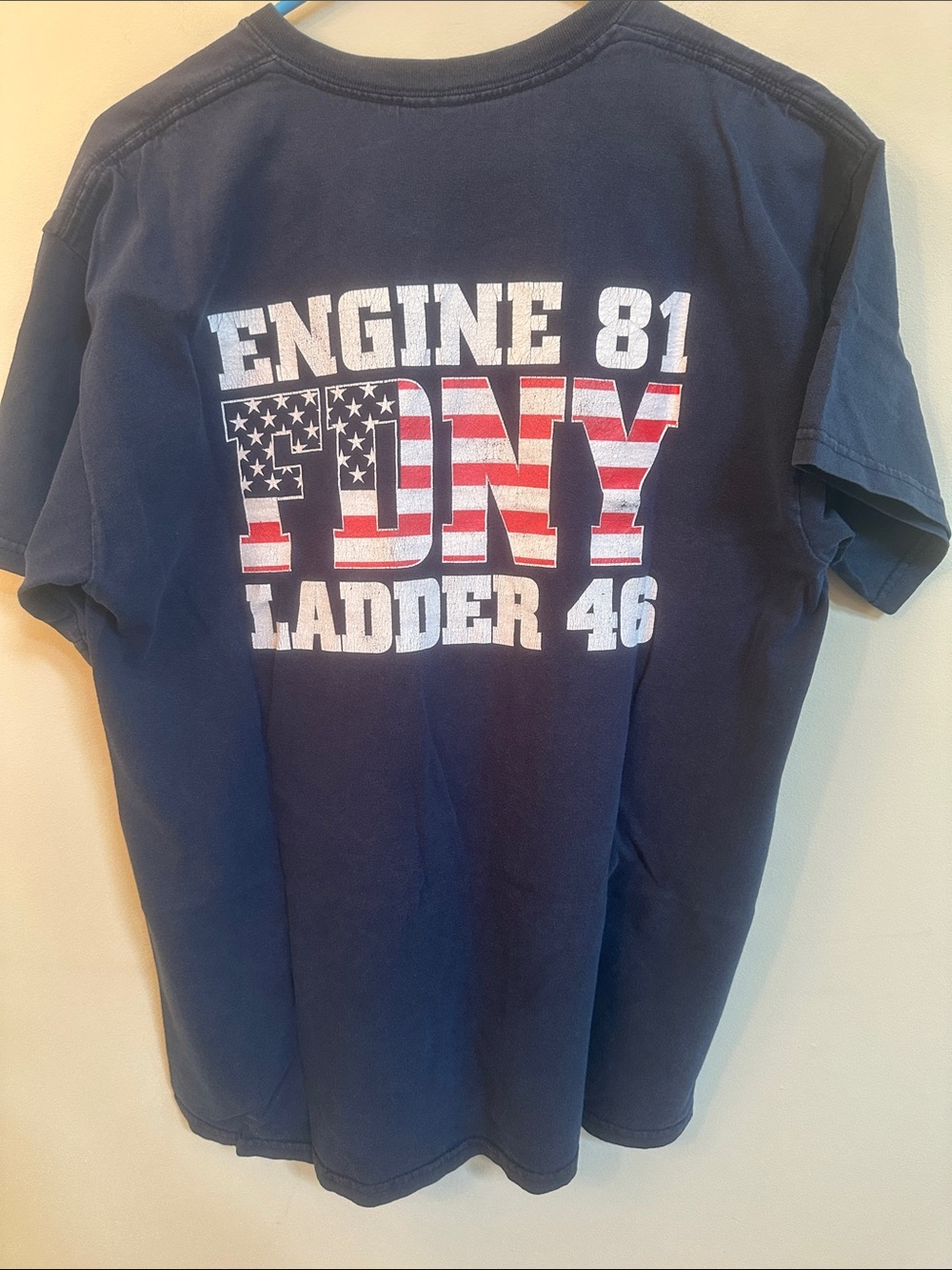 Vintage Navy FDNY Engine 81 Ladder 46 Graphic Tee